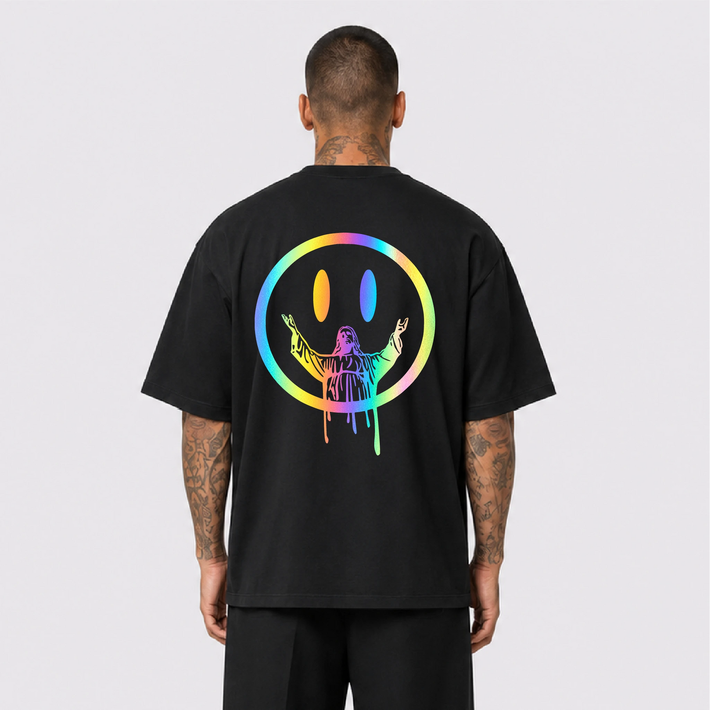 Jesus Smile Reflektörlü Oversize Unisex Tişört