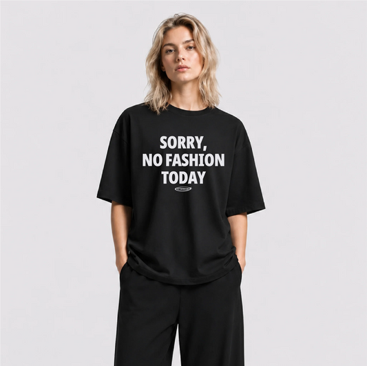 Afterbase No Fashion Today siyah oversize tişört - kadın model