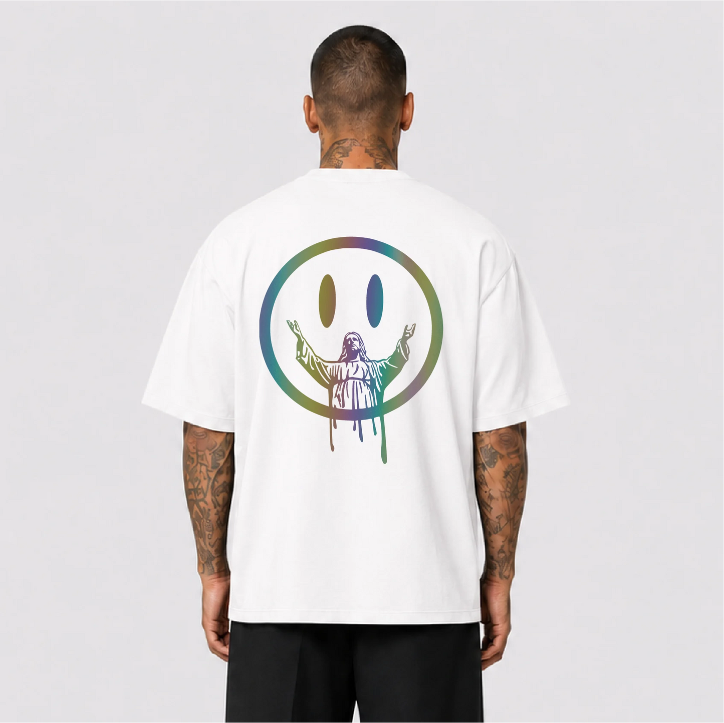 Jesus Smile Reflektörlü Oversize Unisex Tişört