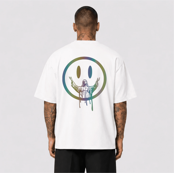 Jesus Smile Reflektörlü Oversize Unisex Tişört - Afterbase