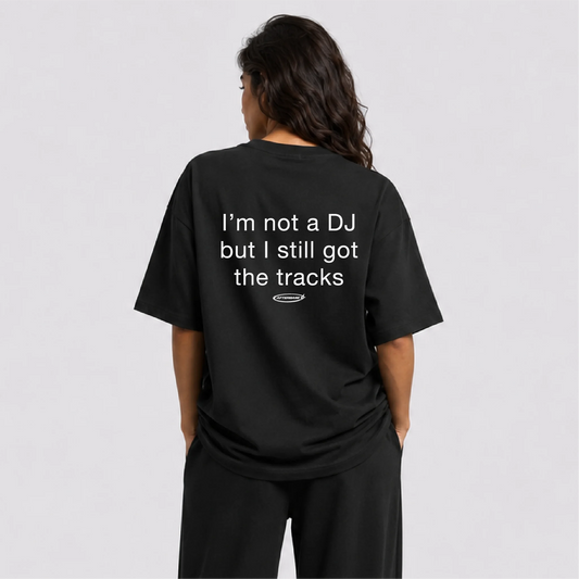 Afterbase I'm Not a DJ siyah oversize tişört - kadın model