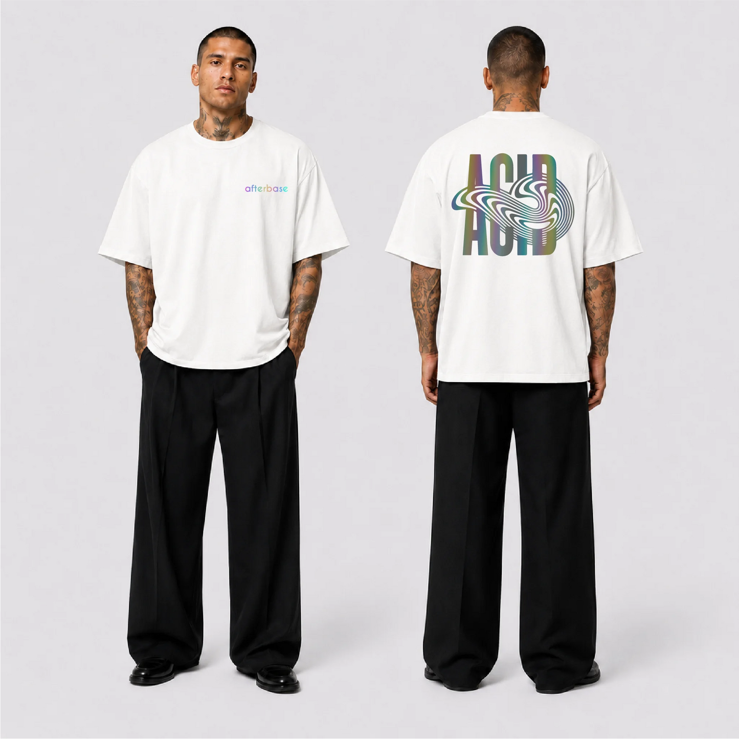 Acid Reflektörlü Oversize Unisex Tişört