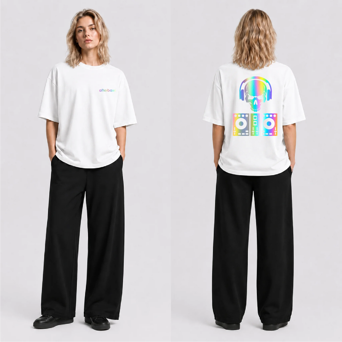 DJ Skull Reflektörlü Oversize Unisex Tişört