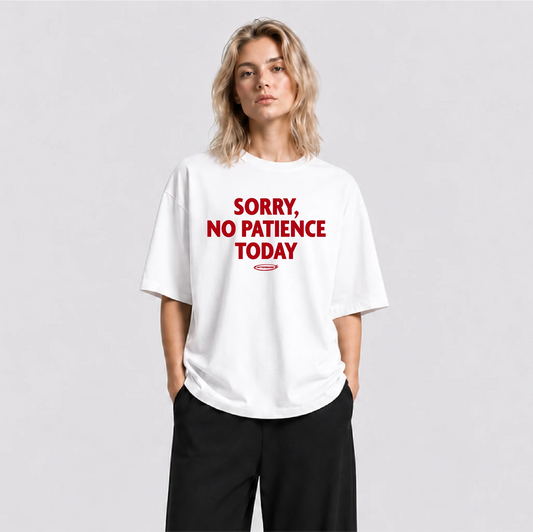 Afterbase No Patience Today beyaz oversize tişört - kadın model