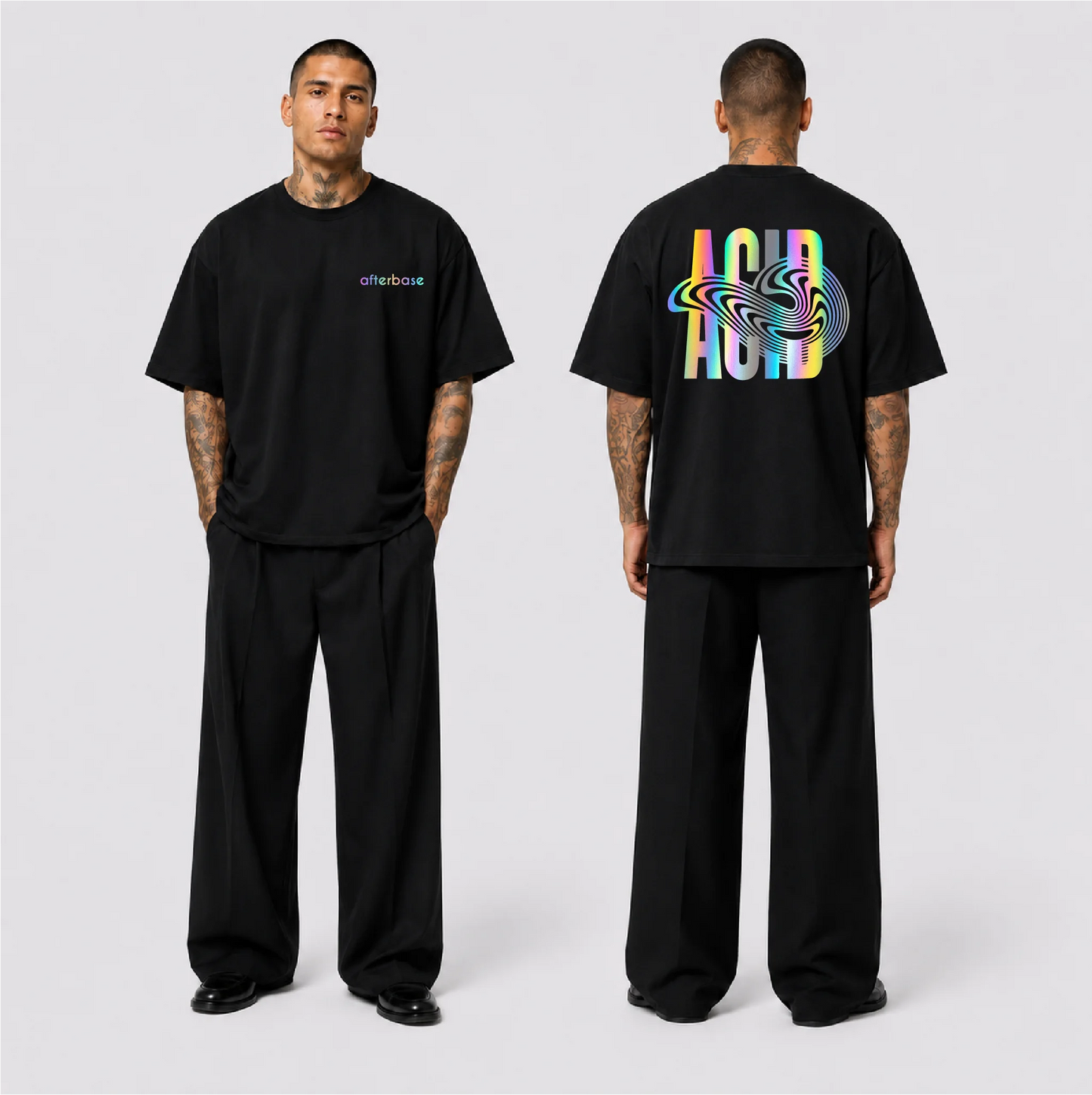 Acid Reflektörlü Oversize Unisex Tişört