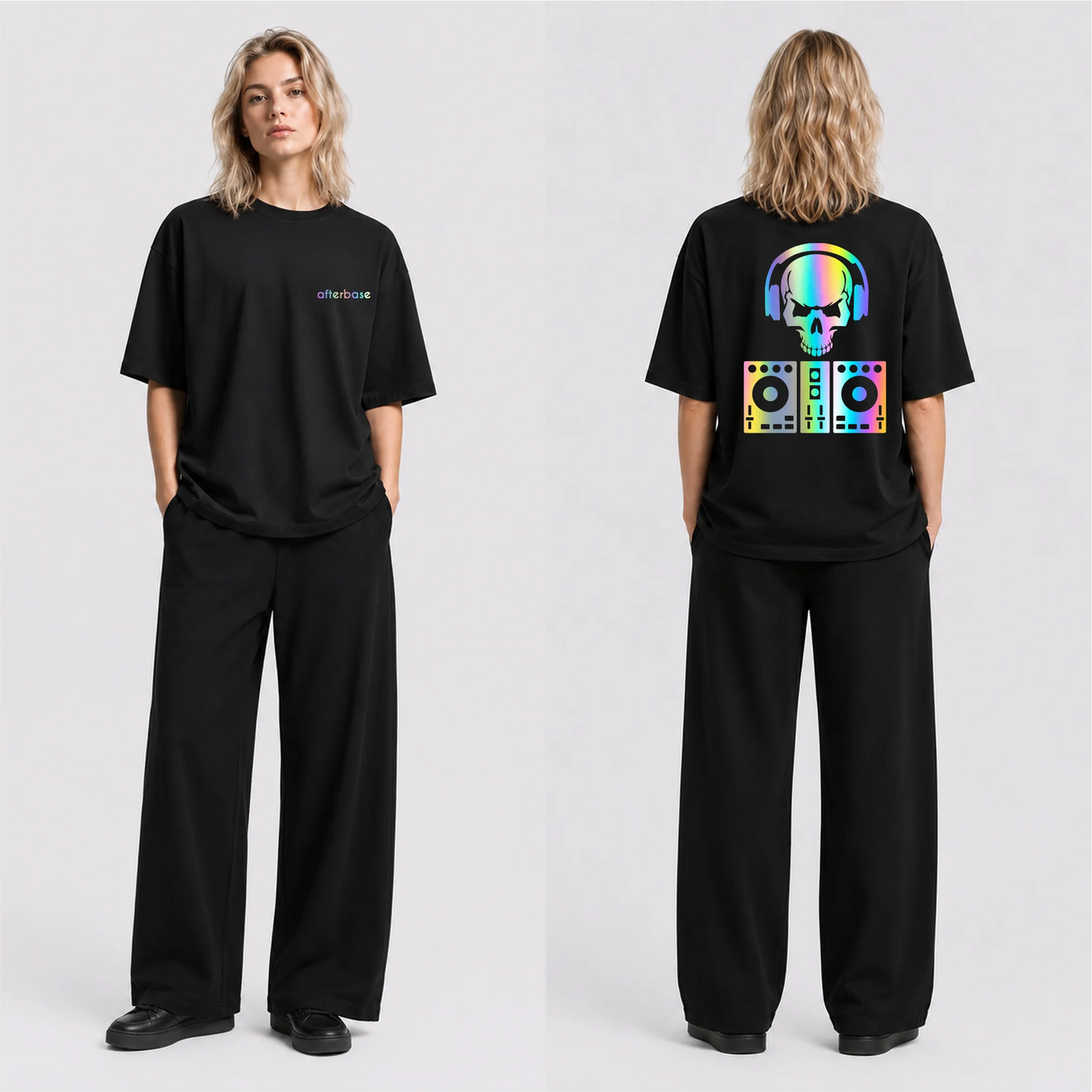 DJ Skull Reflektörlü Oversize Unisex Tişört
