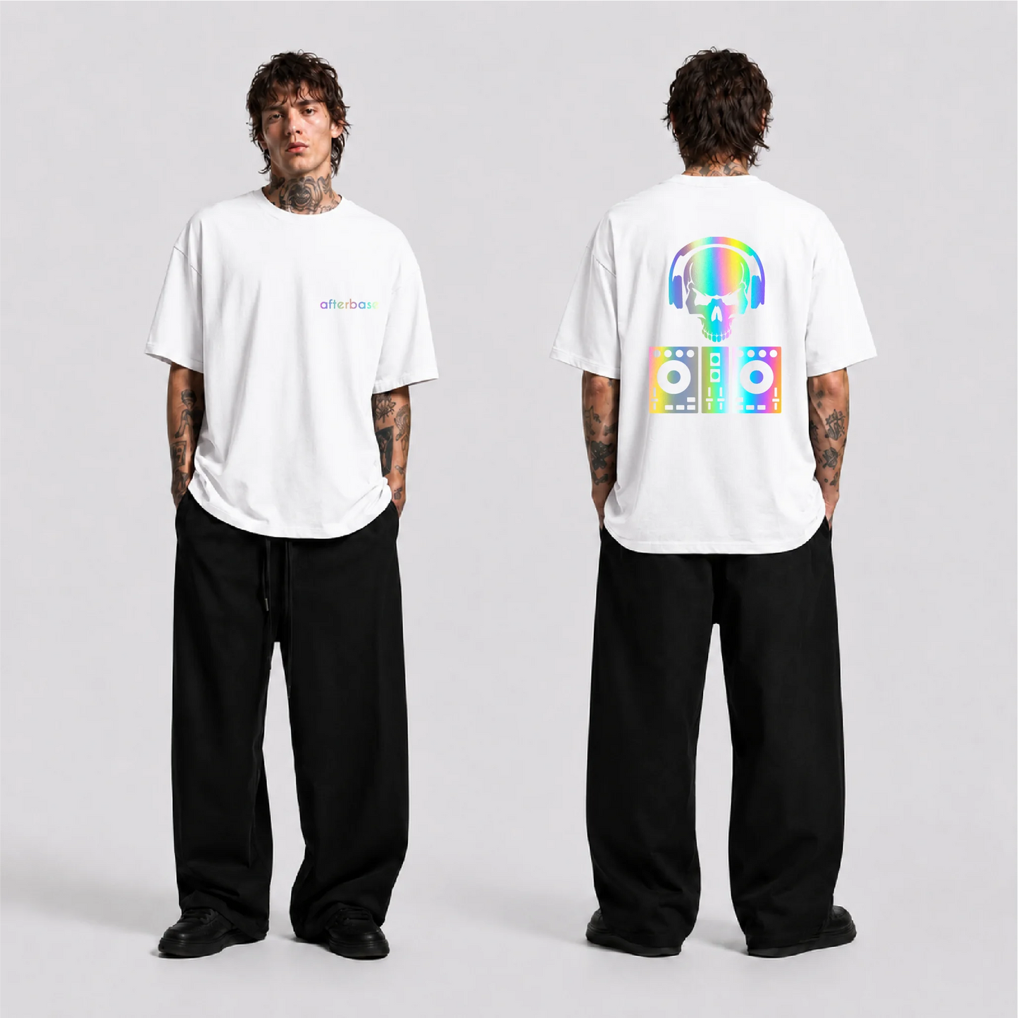 DJ Skull Reflektörlü Oversize Unisex Tişört