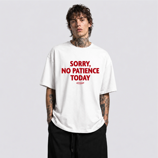 Afterbase No Patience Today beyaz oversize tişört - erkek model