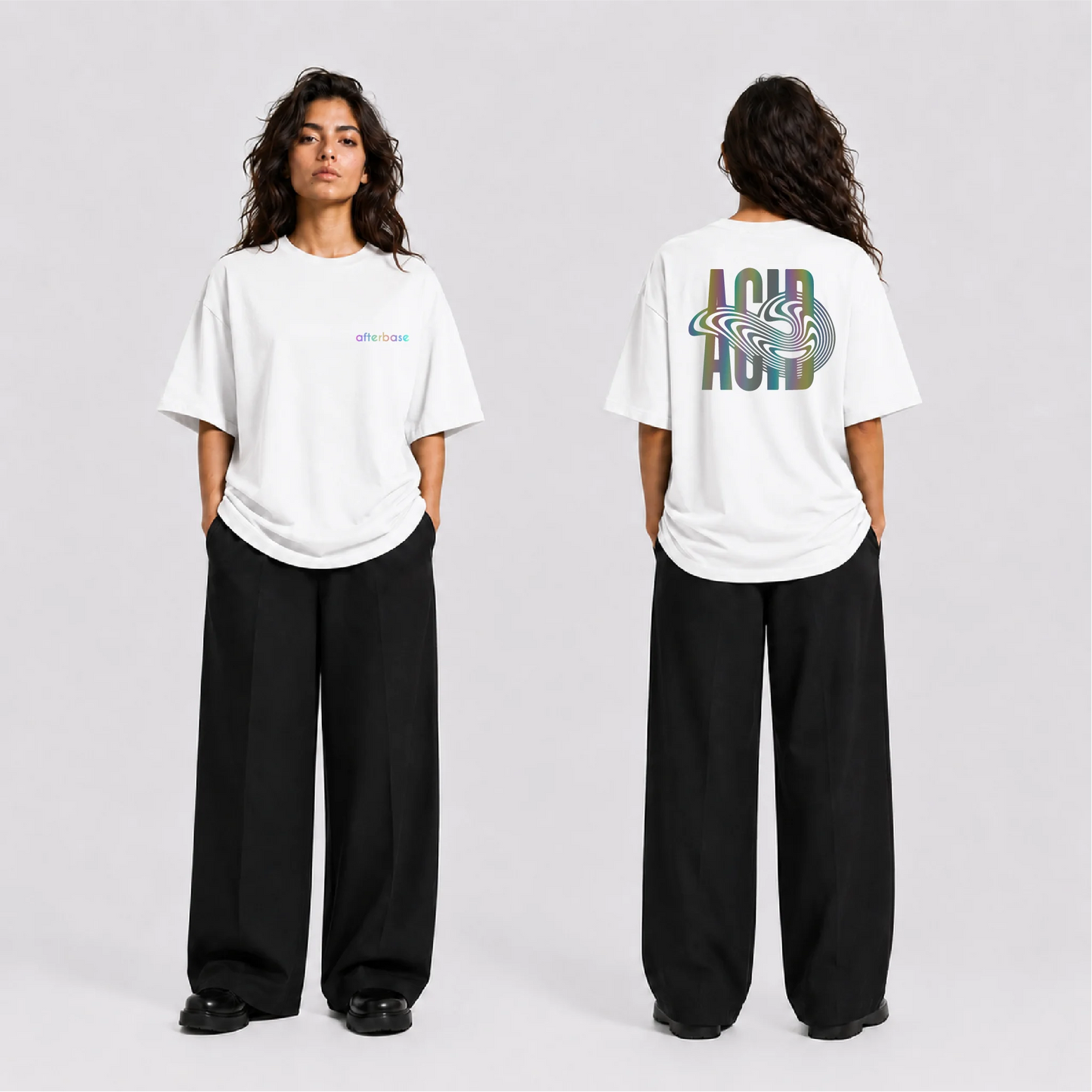 Acid Reflektörlü Oversize Unisex Tişört
