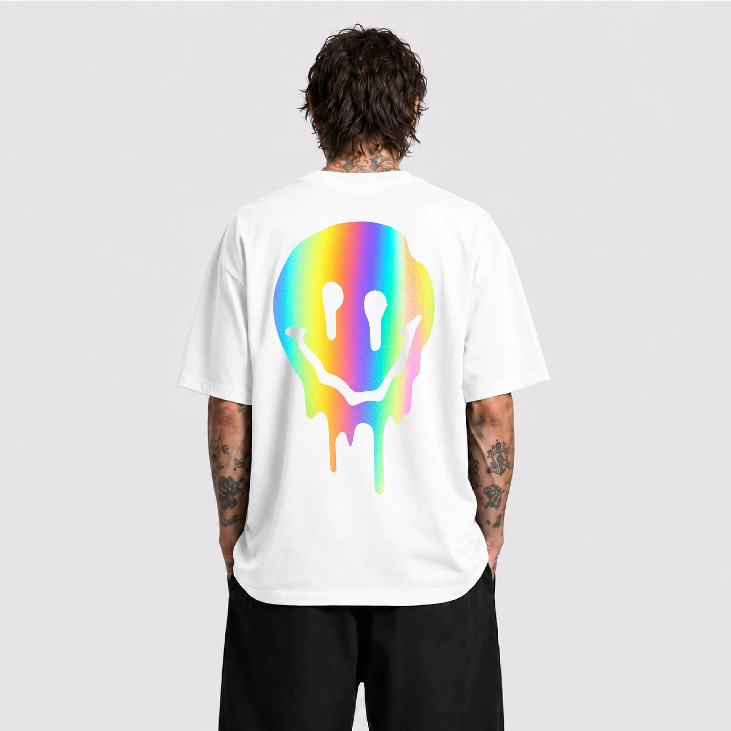 Acid Smile Reflektörlü Oversize Unisex Tişört