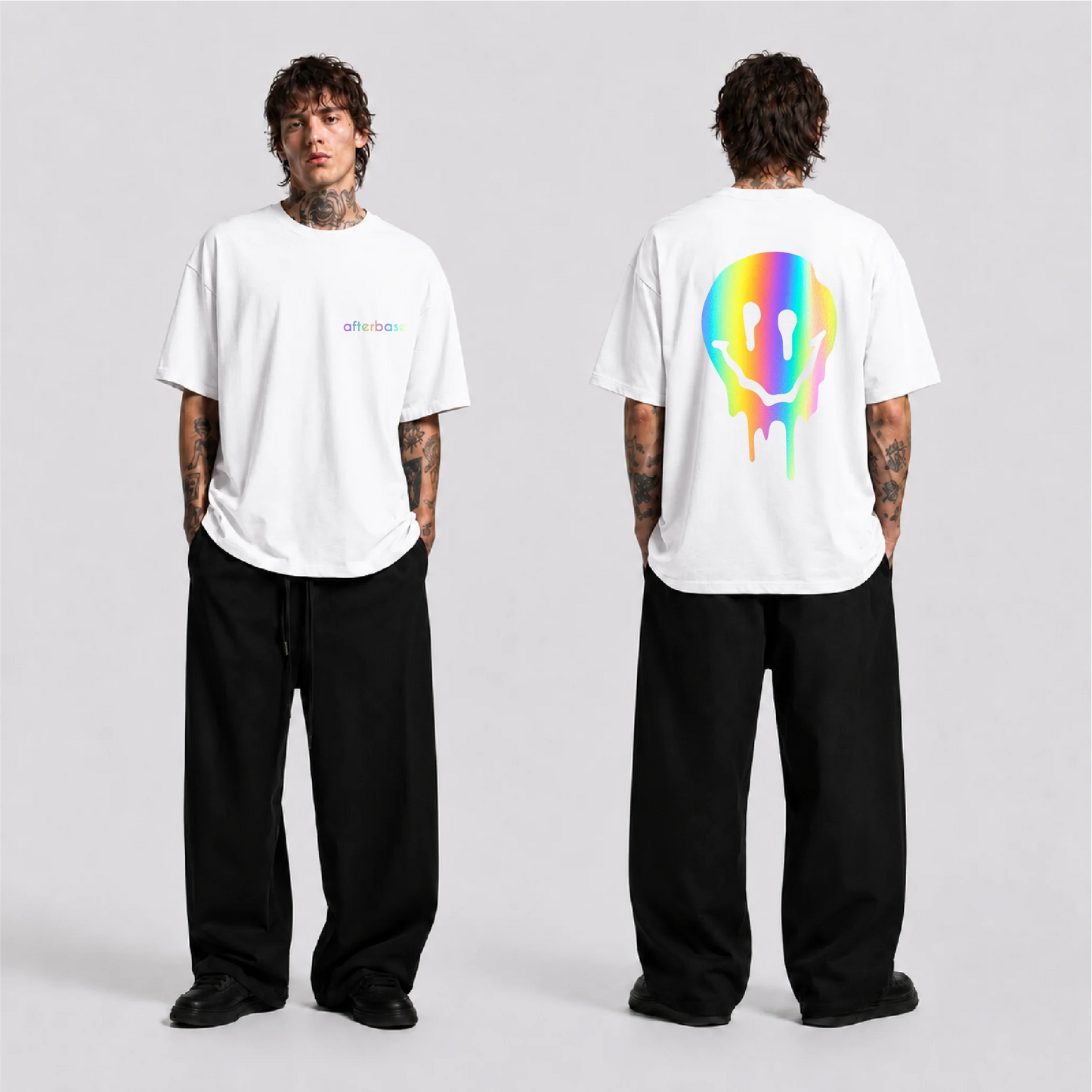Acid Smile Reflektörlü Oversize Unisex Tişört