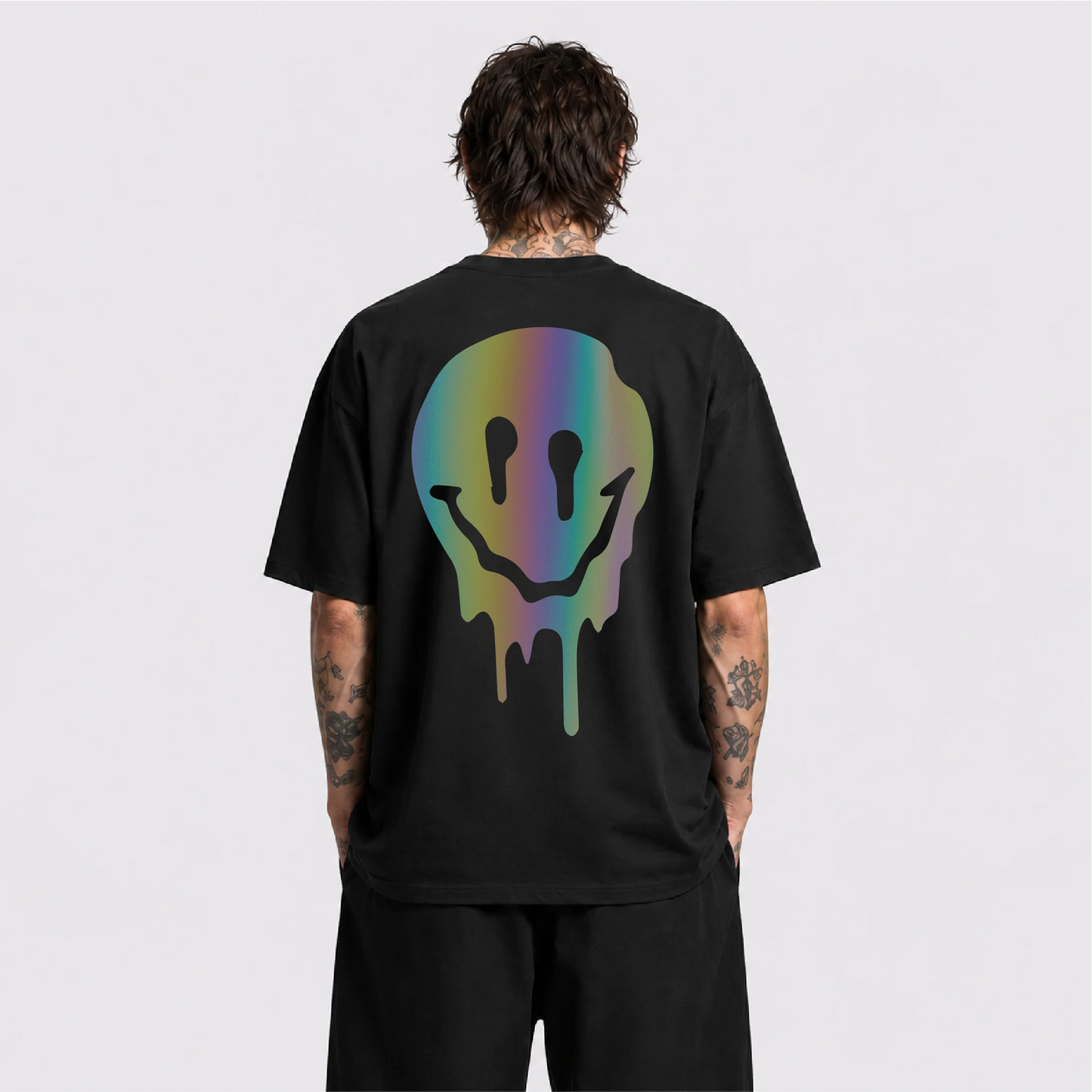Acid Smile Reflektörlü Oversize Unisex Tişört