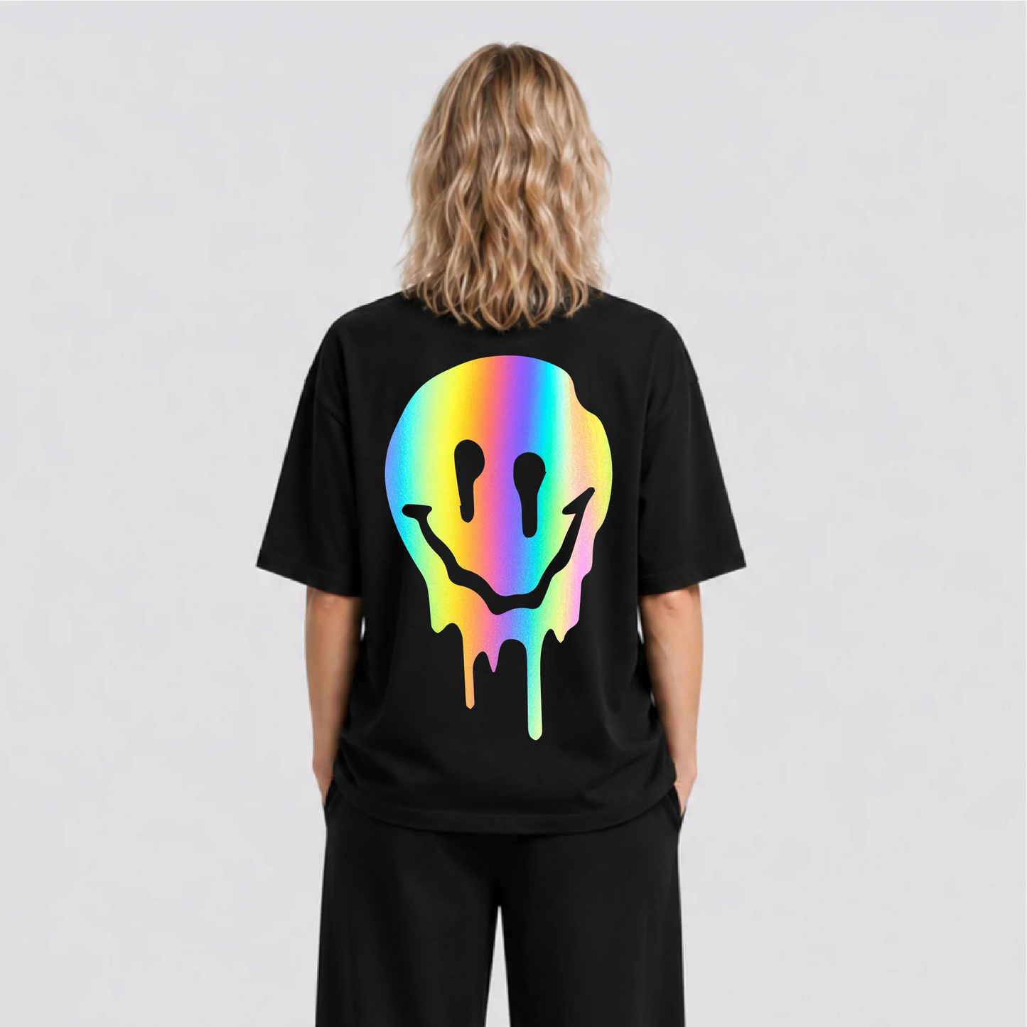 Acid Smile Reflektörlü Oversize Unisex Tişört