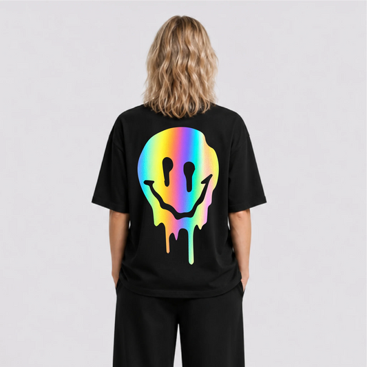 Acid Smile Reflektörlü Oversize Unisex Tişört