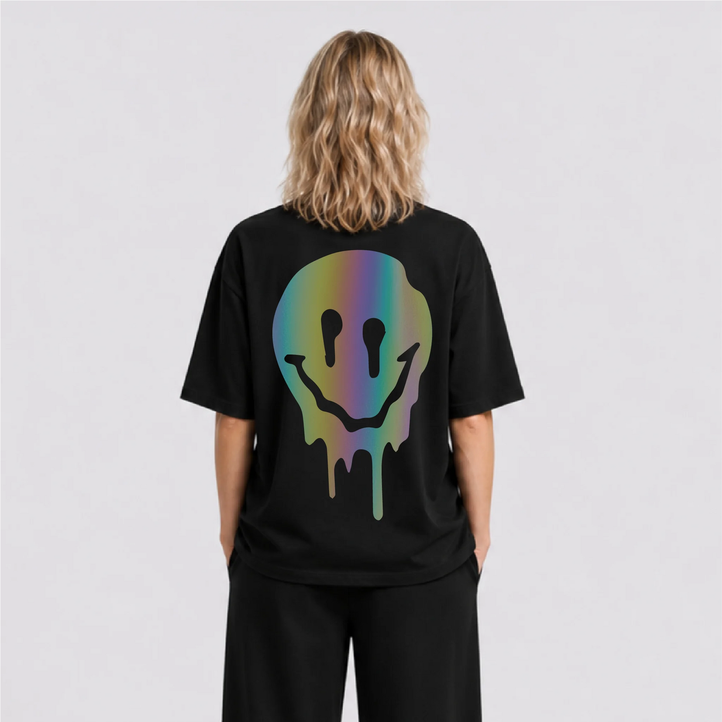 Acid Smile Reflektörlü Oversize Unisex Tişört