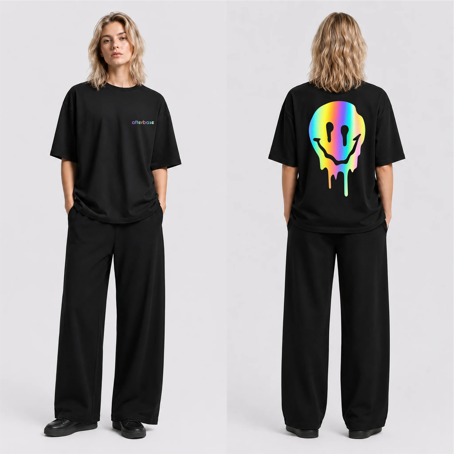 Acid Smile Reflektörlü Oversize Unisex Tişört