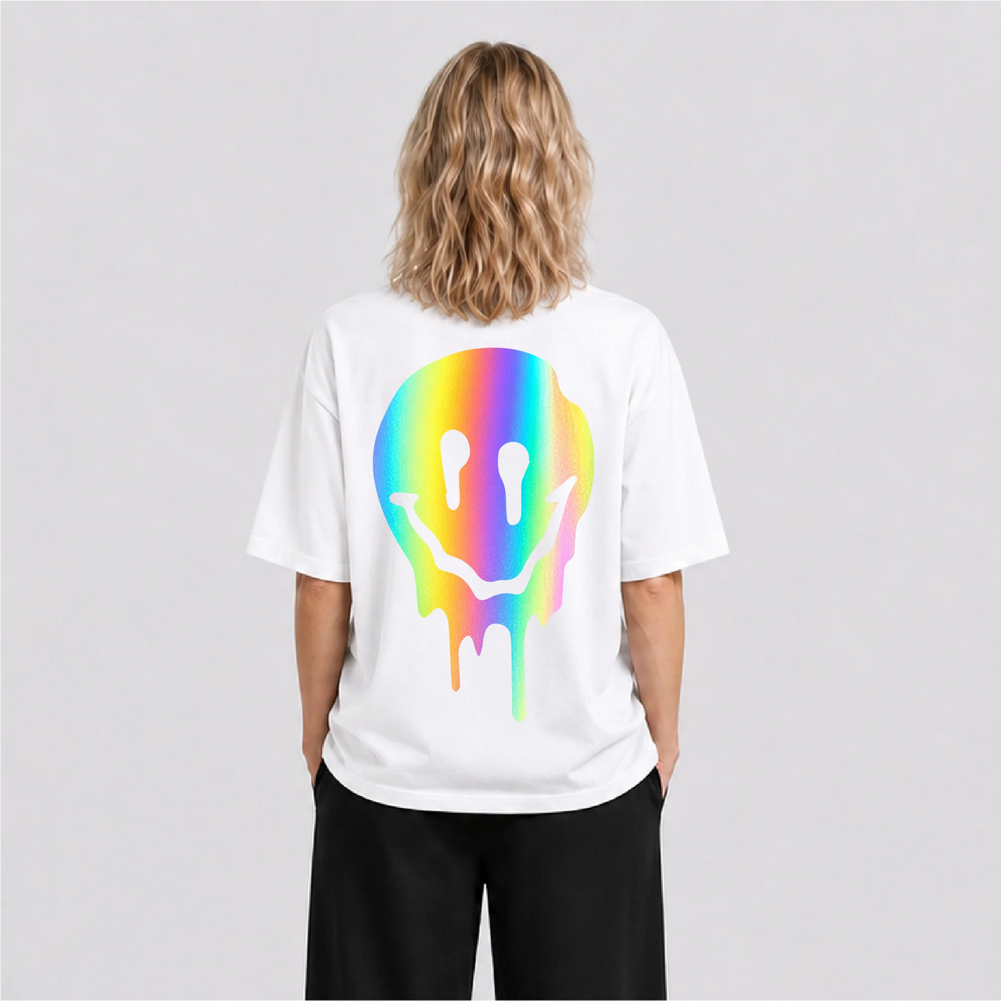 Acid Smile Reflektörlü Oversize Unisex Tişört