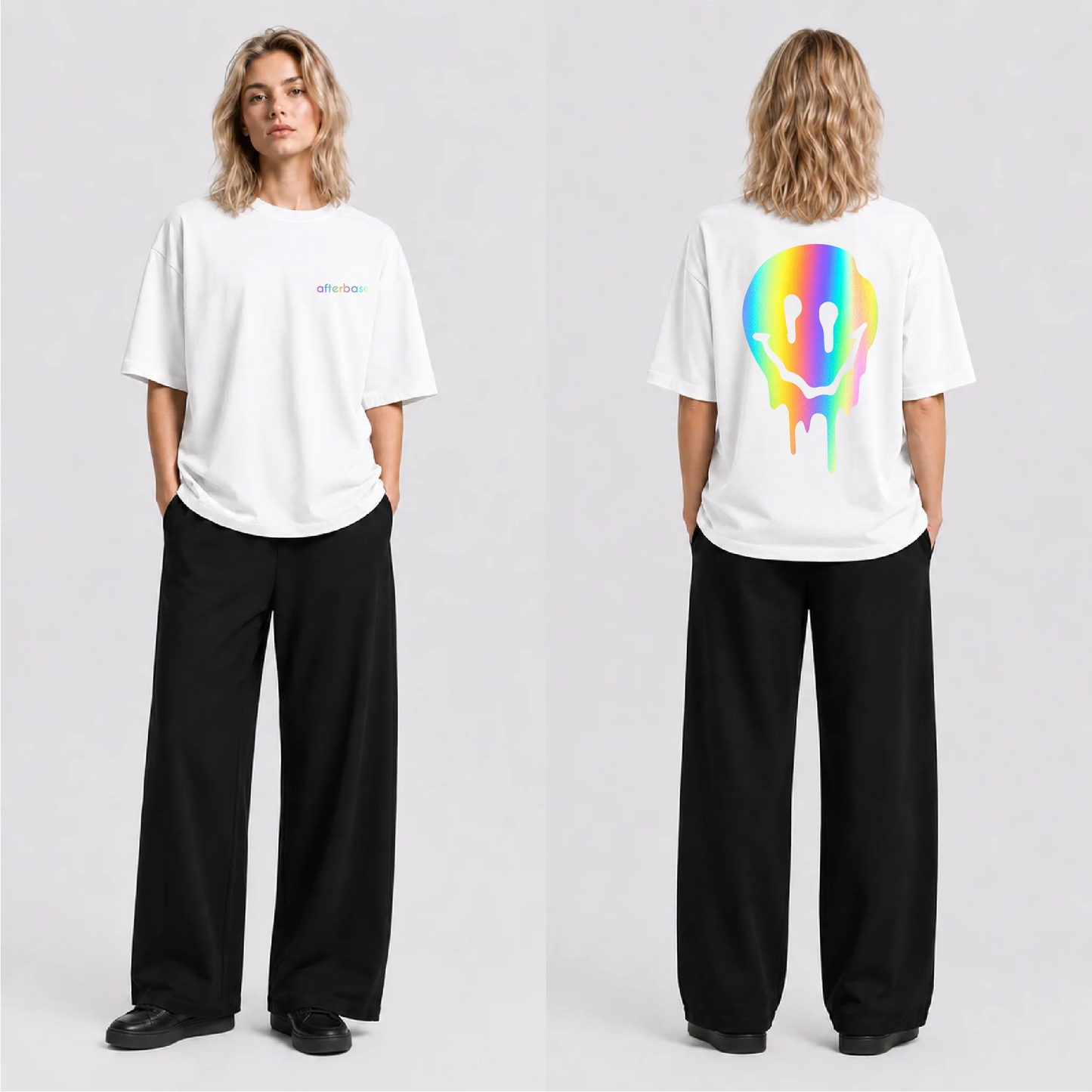 Acid Smile Reflektörlü Oversize Unisex Tişört
