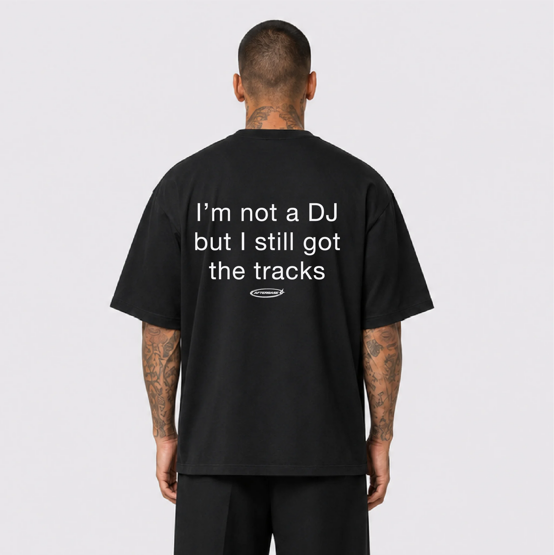 Afterbase I'm Not a DJ siyah oversize tişört - erkek model