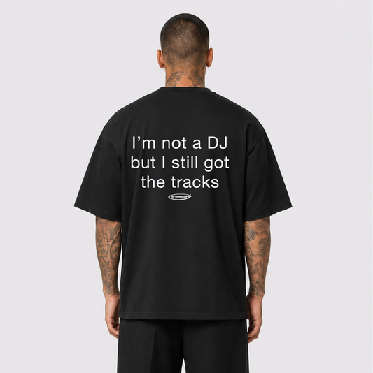 Afterbase I'm Not a DJ siyah oversize tişört - erkek model