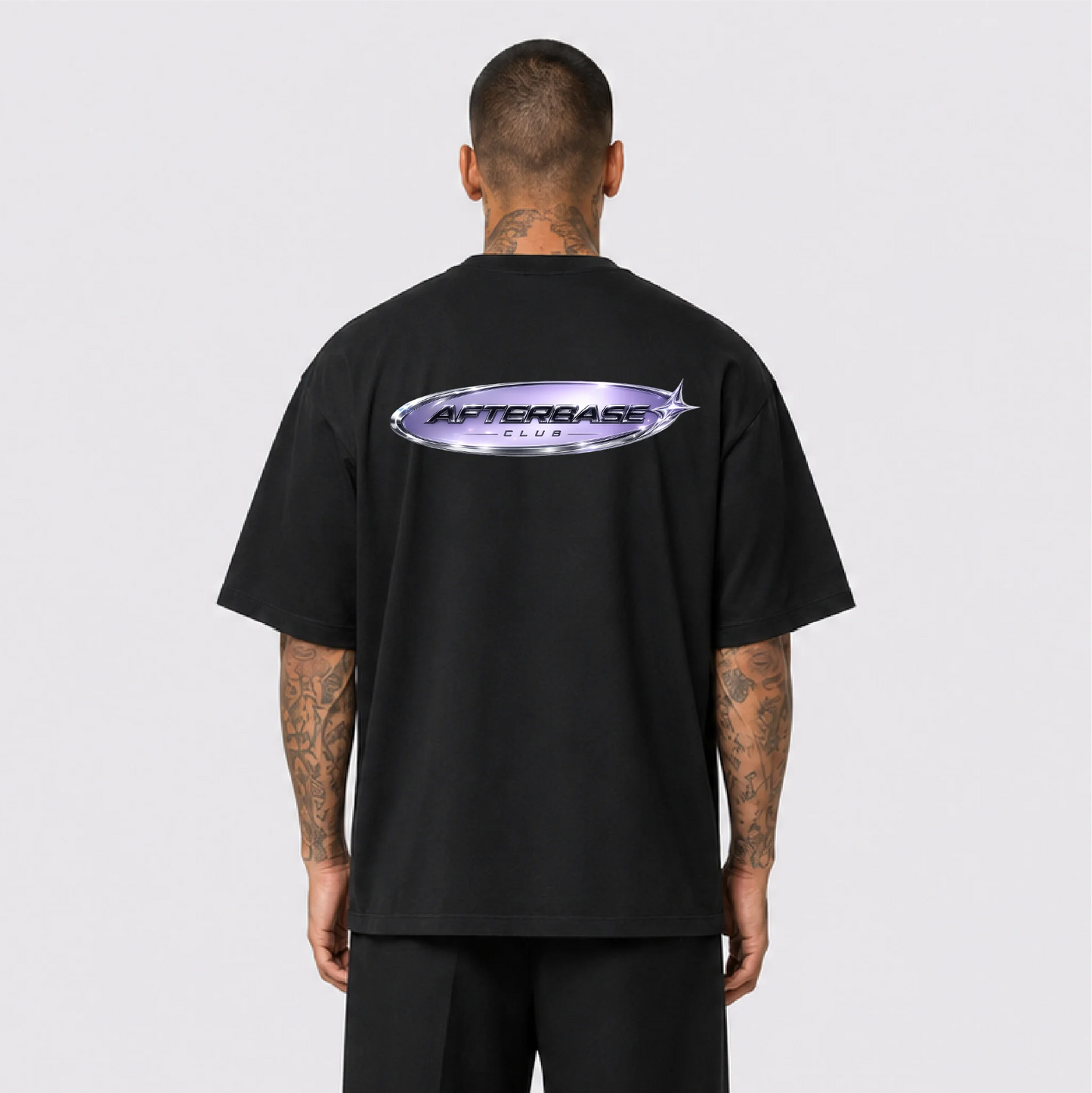 Afterbase Afterbase Logo siyah oversize tişört - erkek model