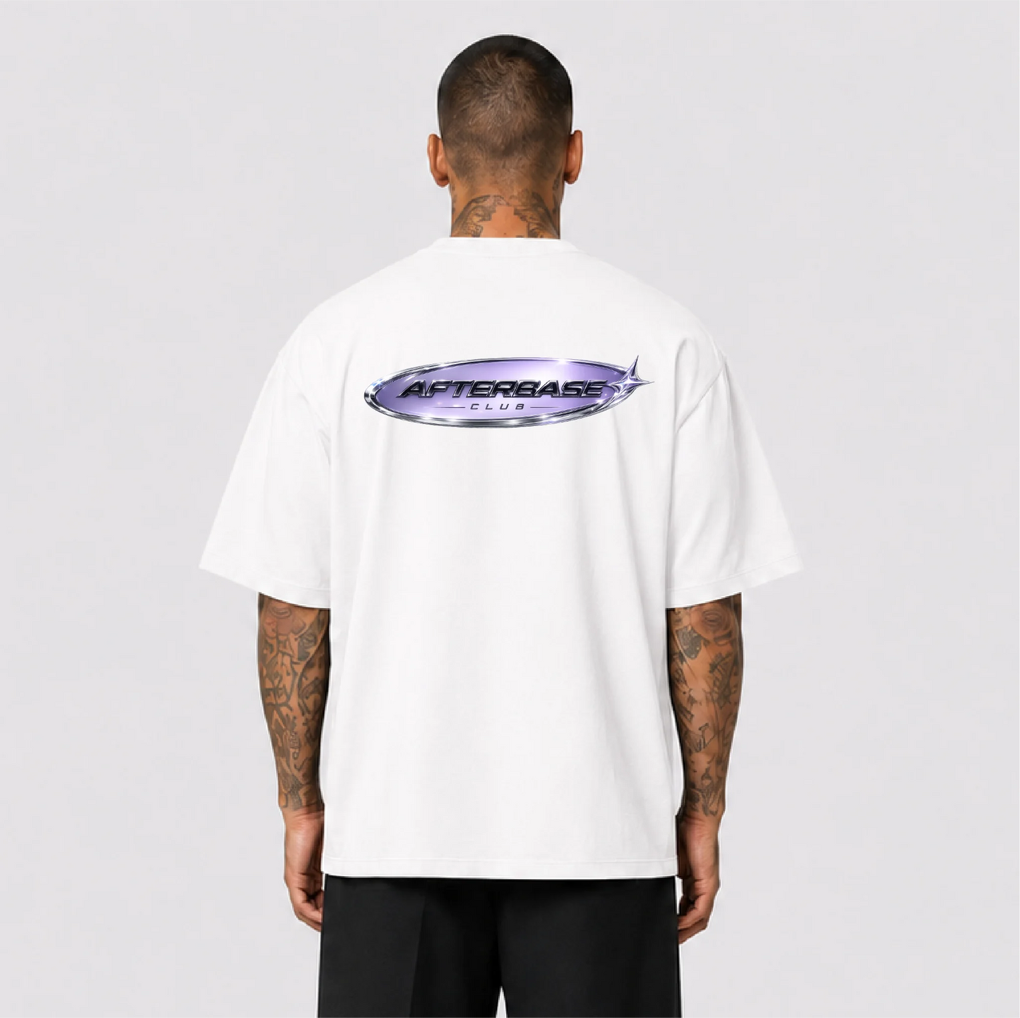 Afterbase Afterbase Logo beyaz oversize tişört - erkek model