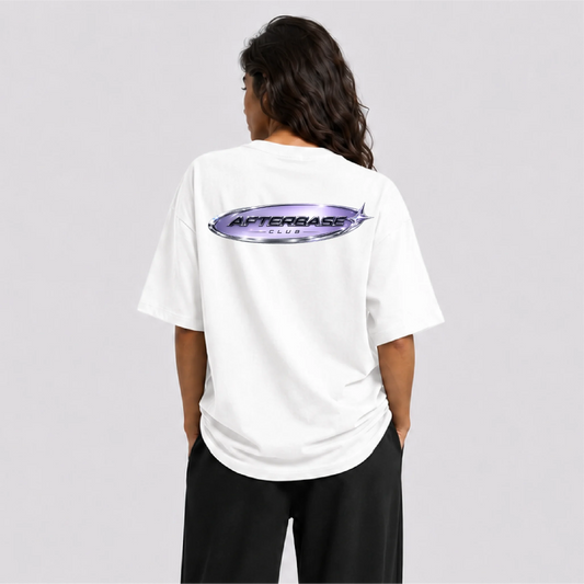 Afterbase Afterbase Logo beyaz oversize tişört - kadın model