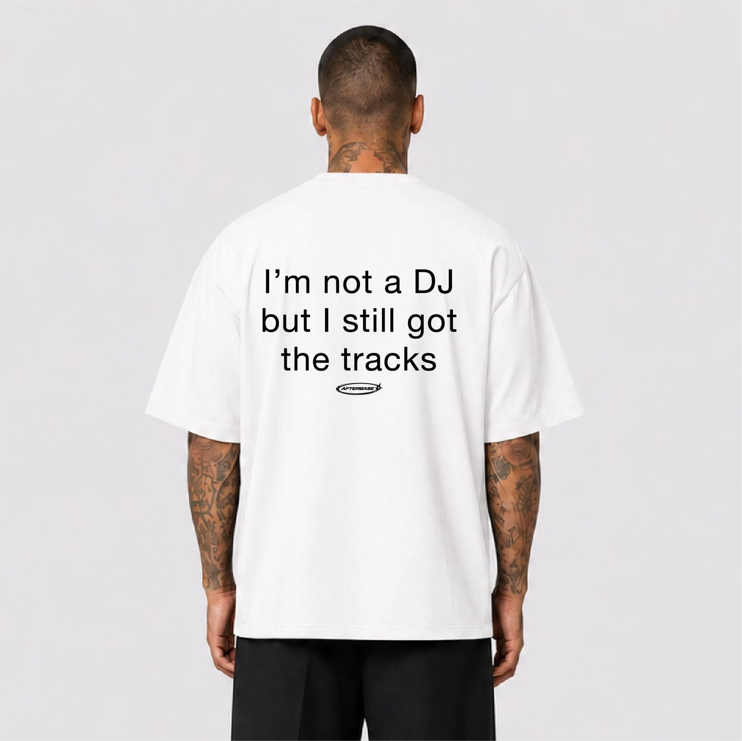 Afterbase I'm Not a DJ beyaz oversize tişört - erkek model