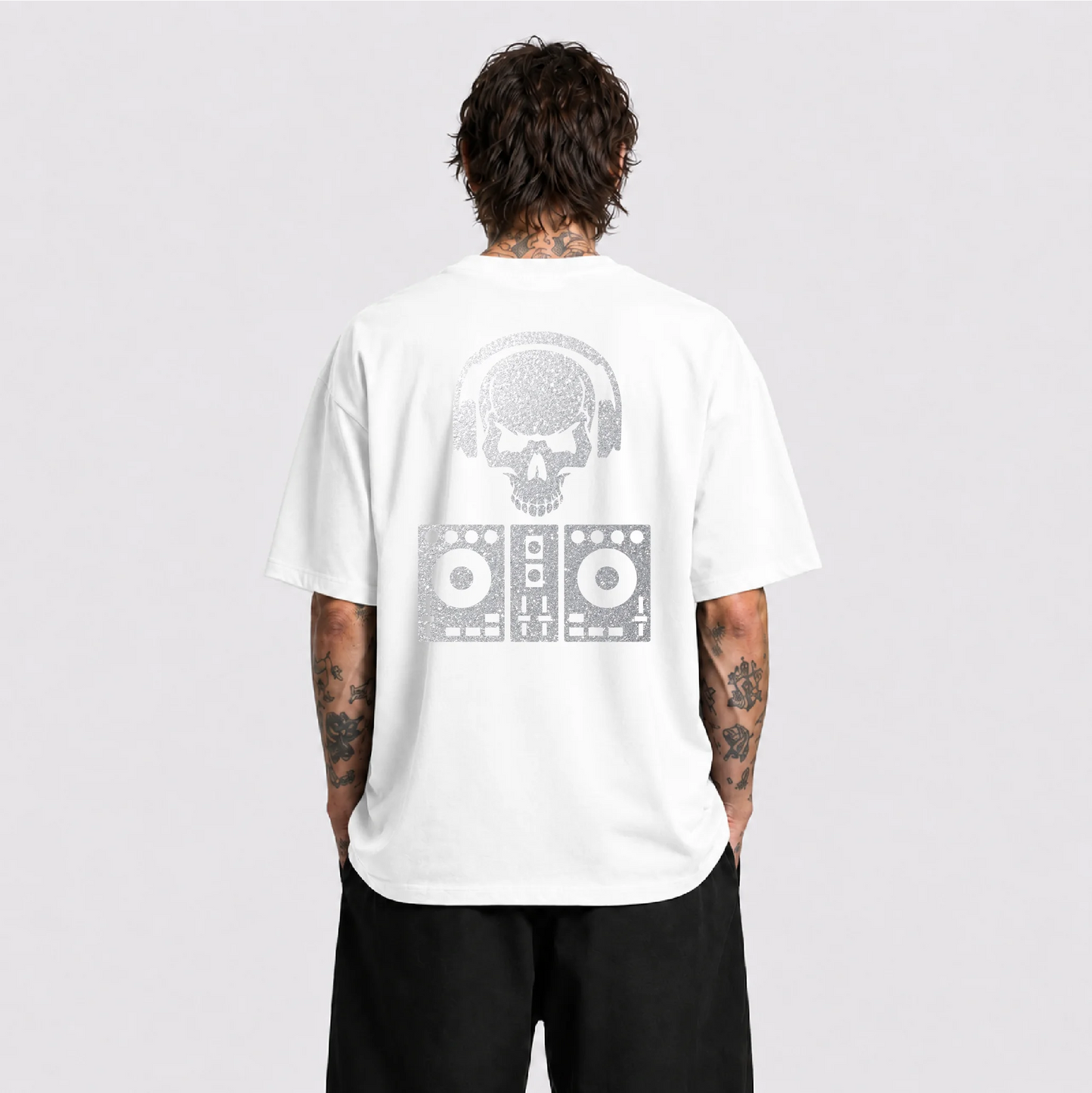 DJ Skull Reflektörlü Oversize Unisex Tişört