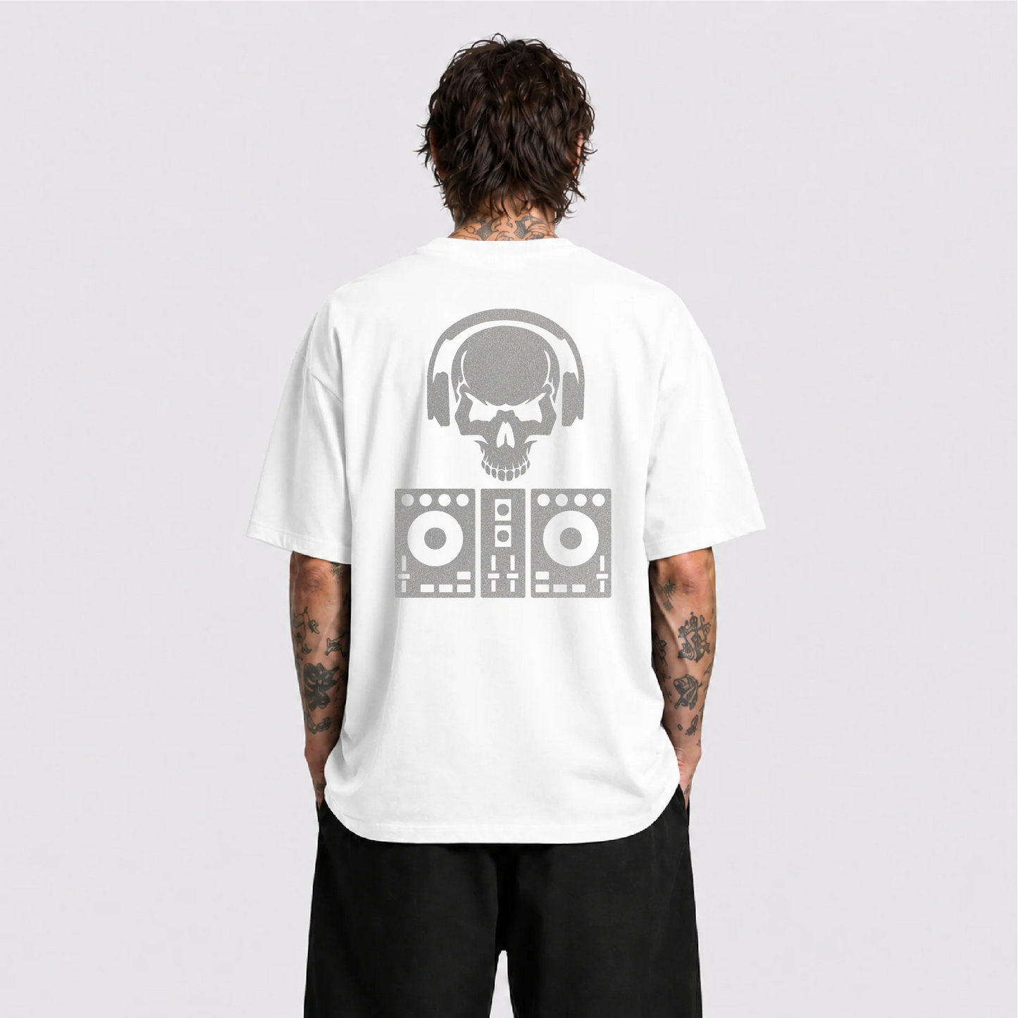 DJ Skull Reflektörlü Oversize Unisex Tişört