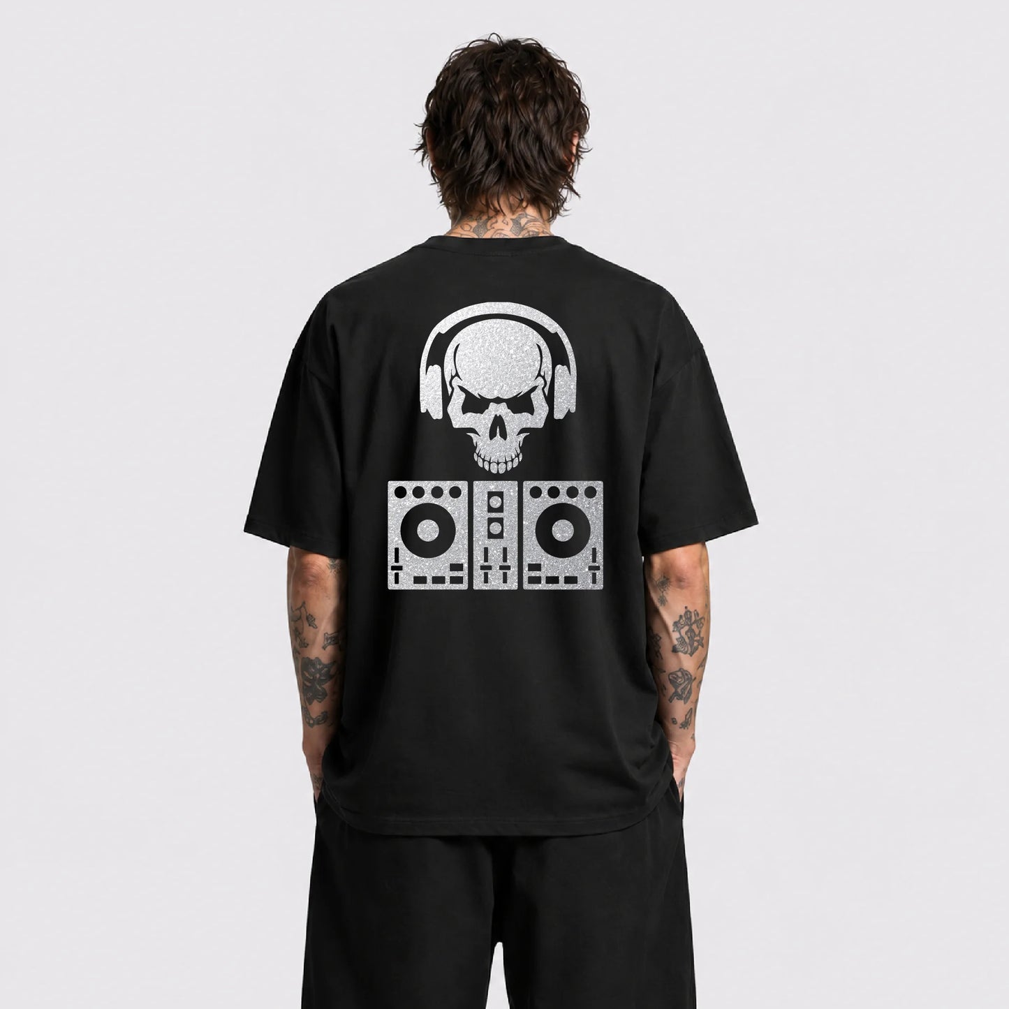 DJ Skull Reflektörlü Oversize Unisex Tişört
