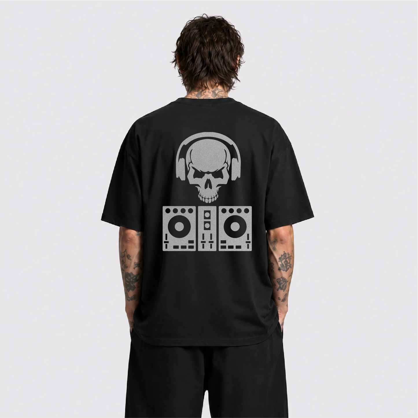 DJ Skull Reflektörlü Oversize Unisex Tişört