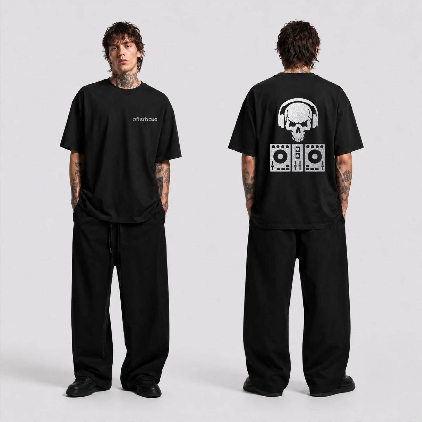 DJ Skull Reflektörlü Oversize Unisex Tişört