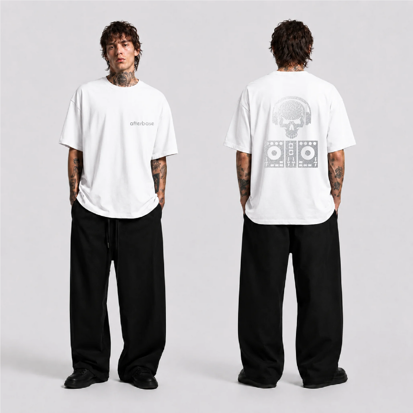 DJ Skull Reflektörlü Oversize Unisex Tişört