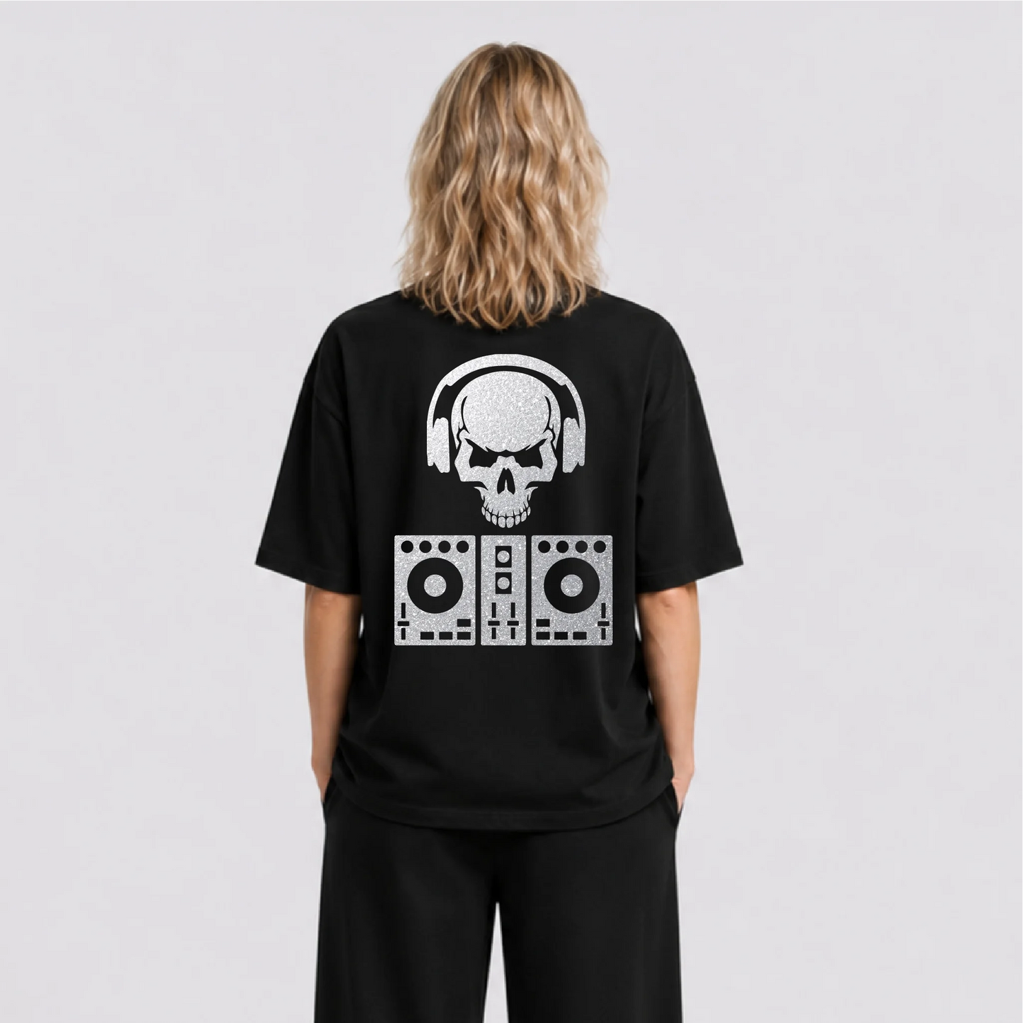 DJ Skull Reflektörlü Oversize Unisex Tişört