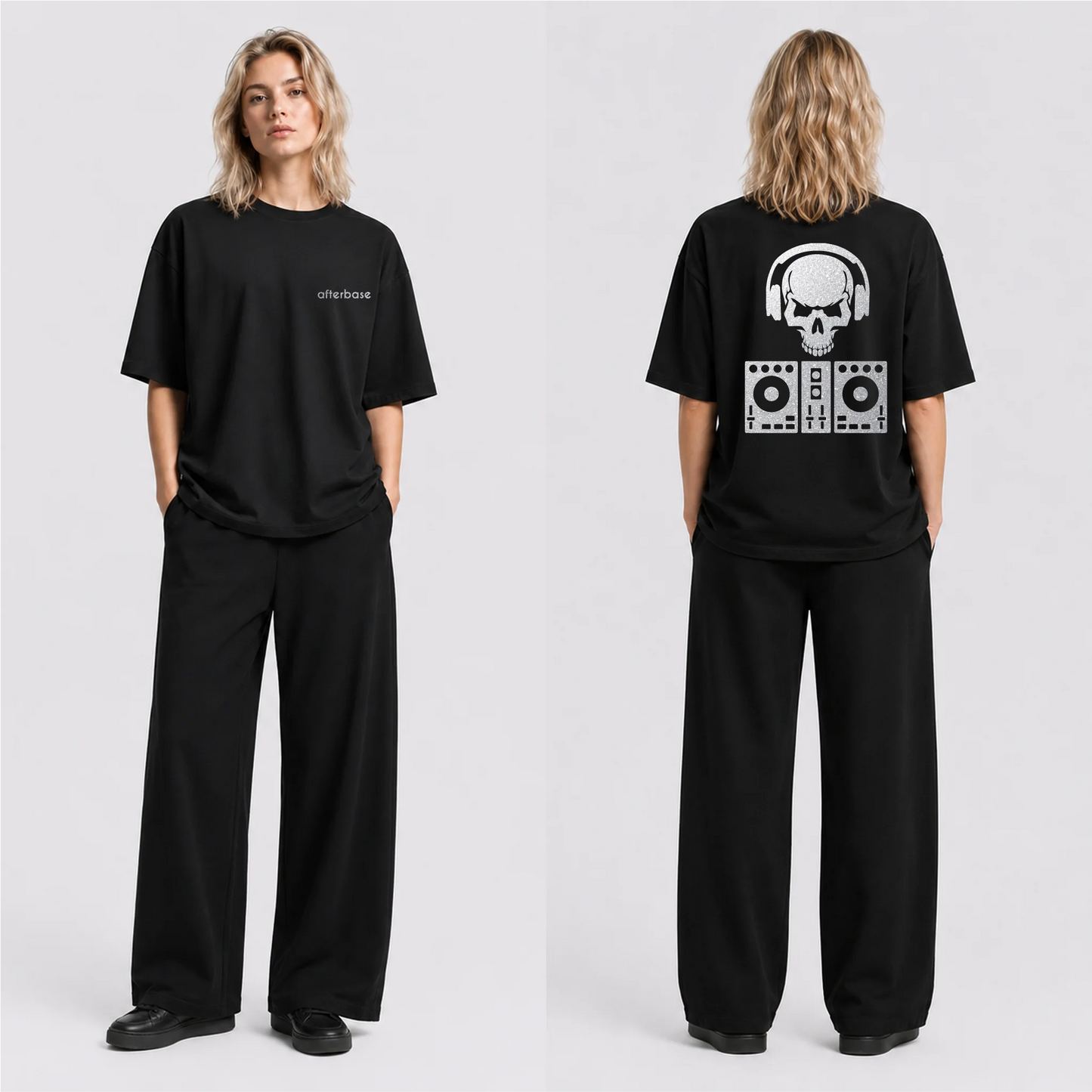 DJ Skull Reflektörlü Oversize Unisex Tişört